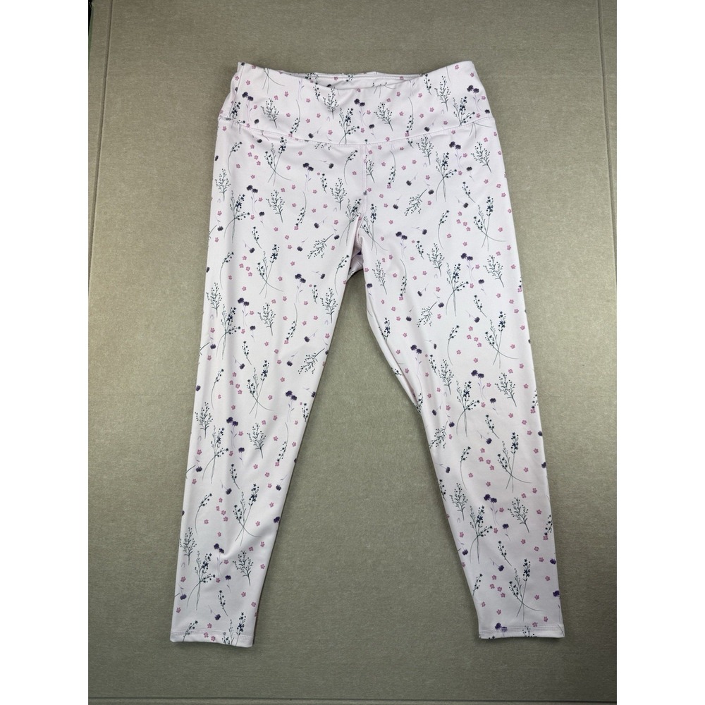 BCB Generation Leggings Women's Size XL Baby Pink Floral Boho Chic High Rise